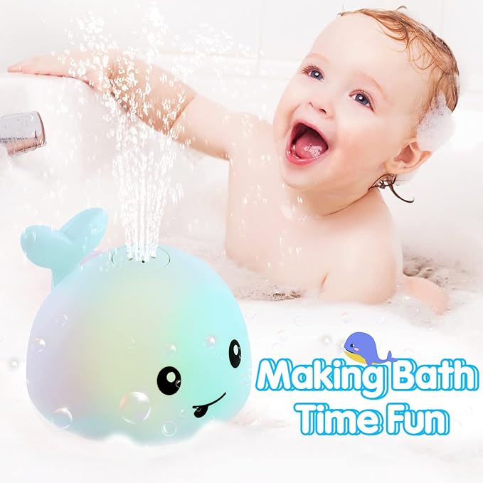 Gigilli Baby Bath Toys, Bath Toys for Kids Ages 1-3, 1 2 3 Year Boy Girl Valentines Gifts for Babies 6-12-18 Months, Light Up Whale Bath Toy Sprinkler Toddler Birthday Bathtub Fountain Pool Water Toy
