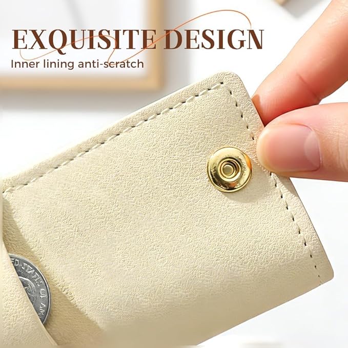 Leather Mini Travel Jewelry Bag, Portable Foldable Mini Travel Jewelry Roll Bag with Buckle, Small Jewelry Box for Travel Essentials, Earrings, Rings, Necklaces (3, Black)