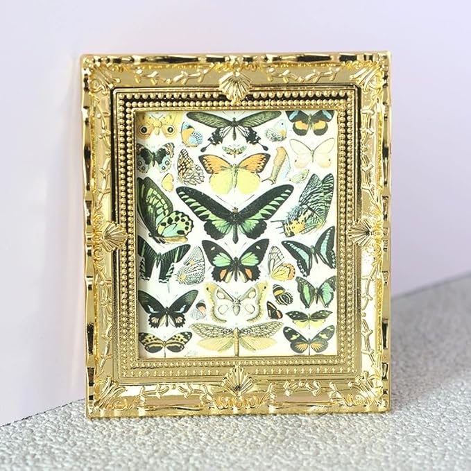 Dollhouse Accessories 1Pc Miniature Simulation Oil Painting Decor Miniature Scene Model (Gold)