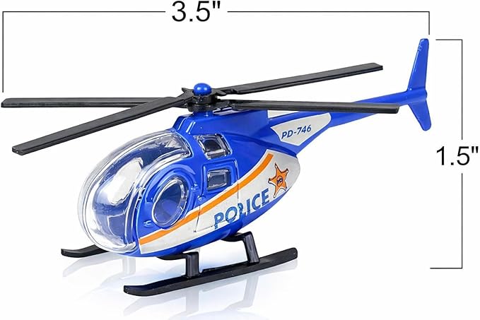 ArtCreativity Diecast Helicopter Toy - Pack of 4 - Police, Fire Engine, EMS, and Military Diecast Toy Choppers with Spinning Propellers, Birthday Party Favors for Boys and Girls