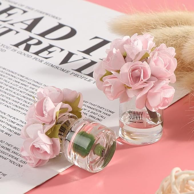 Dollhouse Miniature Flowers with Glass Vase, 1:12 Scale, Creating Realistic Dollhouse Scenes and Displays