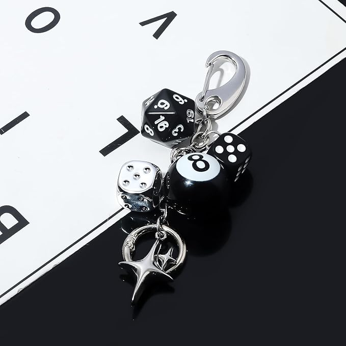 FunBoat Magic 8 Ball Cute Dice Charm Keychain Cute Backpack Purse Bag Hangings Accessories, Y2k Key Chain Gift Aesthetic