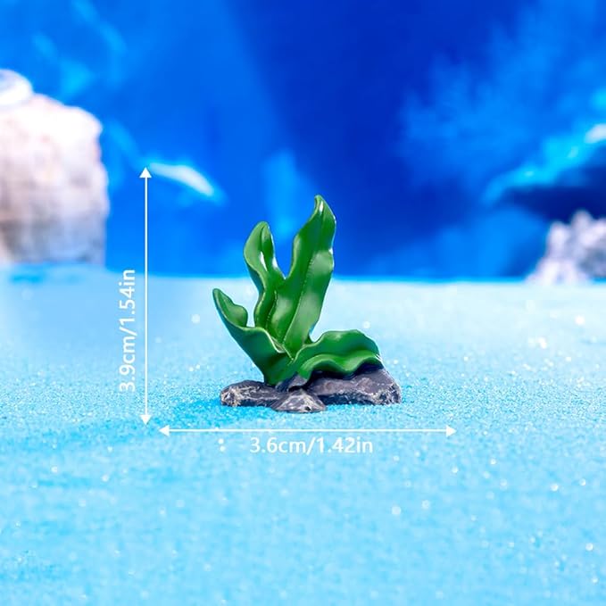 50PCS Mini Ocean Animals Figurines Ornaments Resin Sea Animal Tiny Resin Figurines for Fish Tank Decorations Birthday Party Favor Garden Accessories Gift (Seaweed)