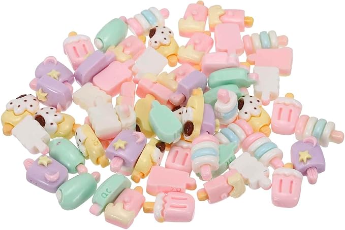 Mini Cute Small Ice Cream Decor, Miniature Doll Food Crafts for Dollhouse & Landscape & Mini Kitchen & Micro Fairy Garden & DIY Craft Decorations(Light Colors, 60pcs)