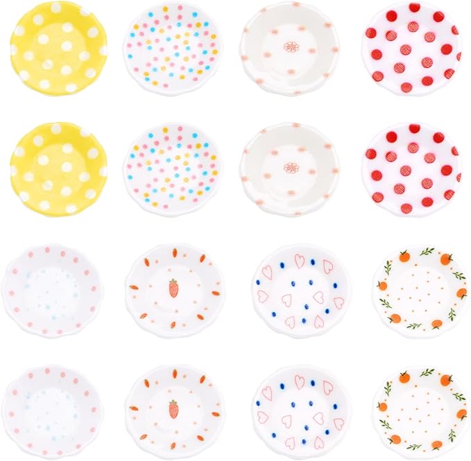 FASHEWELRY 40Pcs Plastic Miniature Plates Mini Kitchen Set Play Kitchen Plates Dishes Mini Dollhouse Accessories for Landscape Tea Party Decorations Crafts