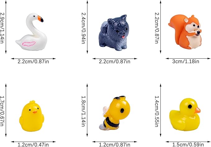 44 Pcs Mini Resin Animals 44 Styles Resin Animals Figurines Bulk for Fairy Garden Accessories, Dollhouse Decorations Slime Charms for Crafts DIY Miniature Scenes Birthday Party Favors