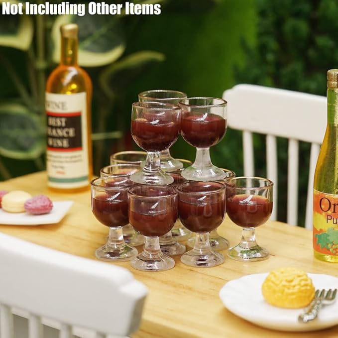 Odoria 1/12 Miniature Wine Glasses 12Pcs Dollhouse Decoration Accessories, Red Wine
