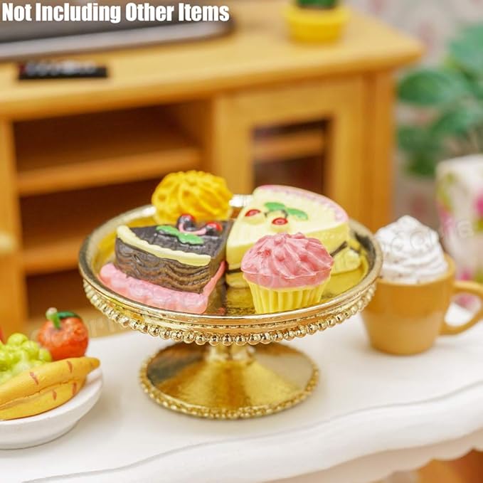 Odoria 1/6 Miniature Cake Stand Dollhouse Decoration Accessories, Gold