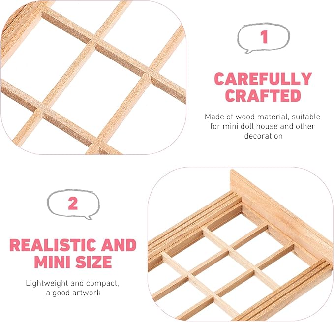 Angoily 1: 12 Scale Dollhouse Windows, 8 PCS Dollhouse Furniture Simulated Twelve Lattice Miniature Wooden Frame Photograph Props, Doll House Windows Model, DIY Bedroom