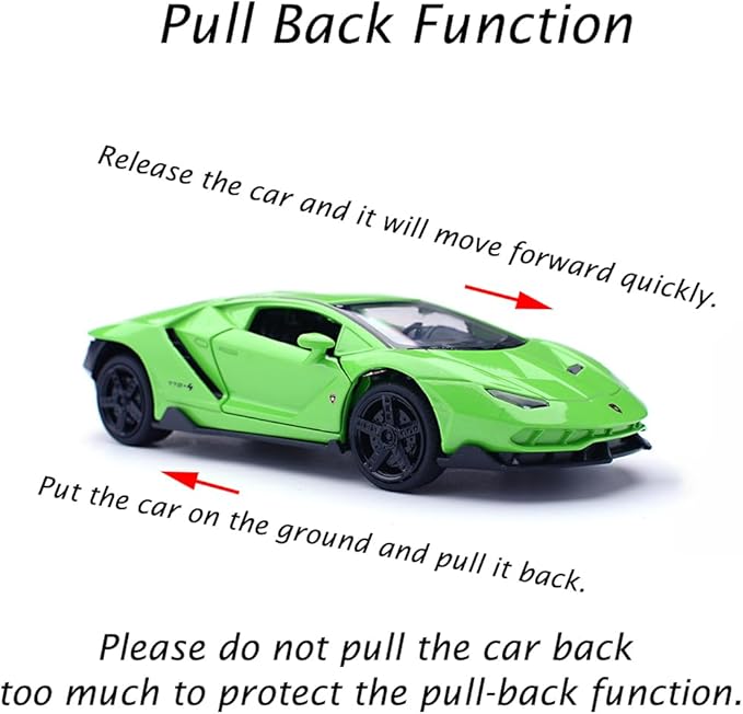 Alloy Collectible Green Lambo Toy Cars Model Pull Back Vehicles Diecast with Light & Sound