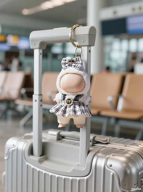 (6-Pack) 17cm Clothes Set, Black & Light Pink & White & Blue & Hot Pink & Purple Plaid Dress Outfit, Stylish Dress and Hairpin Set for 17cm Doll Dress Up, Adorable Doll Accessories