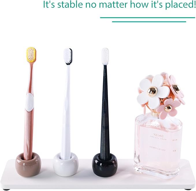 NiuYichee Set of 6 Sleek Mini Ceramics Toothbrush Holder, Small Ceramic Ring, Perfect Size for Bathroom Vanity Countertops