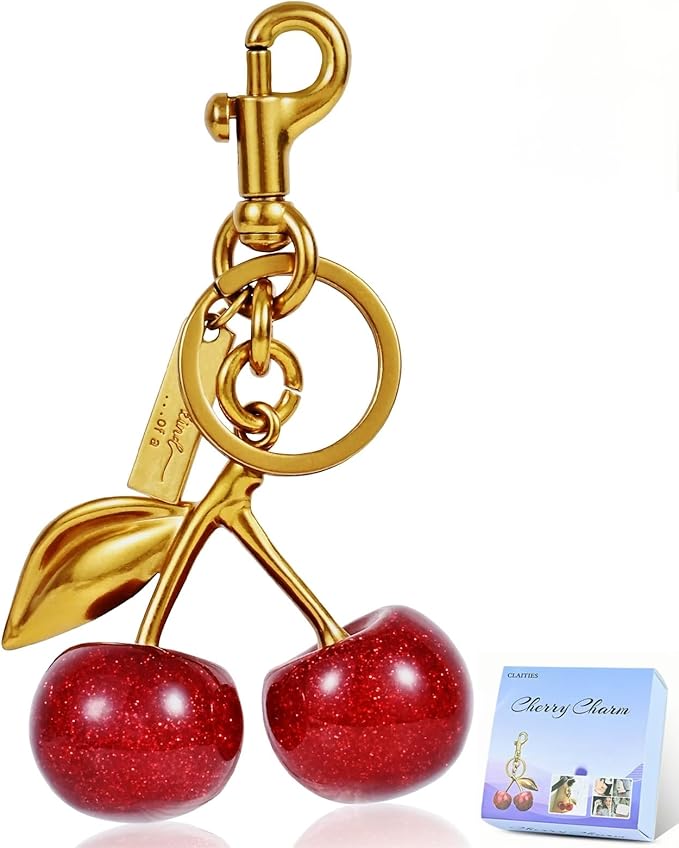 claities Cherry Bag Charm Purse Charms Keychain- Car Cherry Accessories Women Birthday Christmas Women Mothers Day Gifts