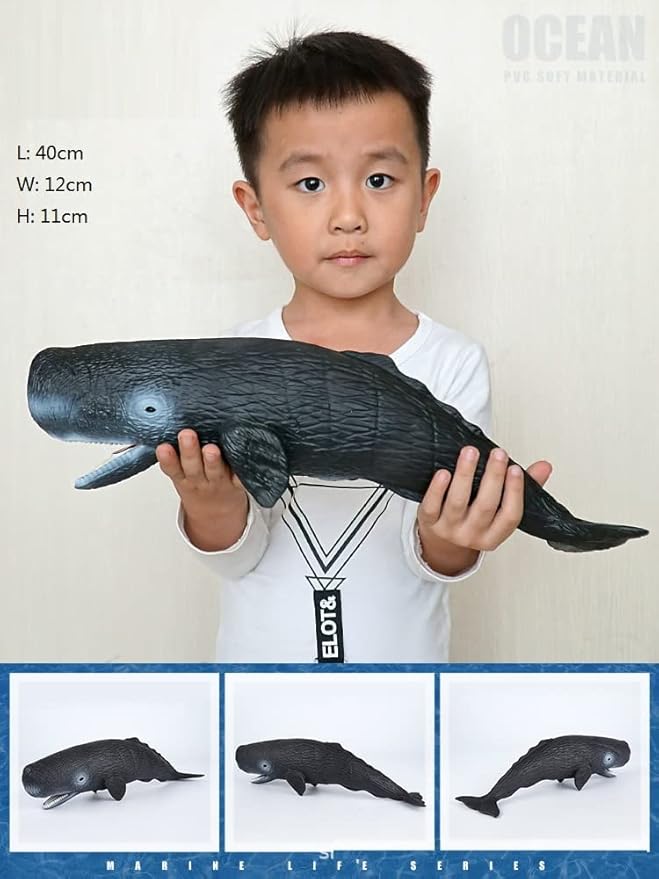 SmilerSmile Simulated Ocean Big Animal, One pc 15Inch Soft Filled Rubber Sea Educational Toys (Sperm Whale)