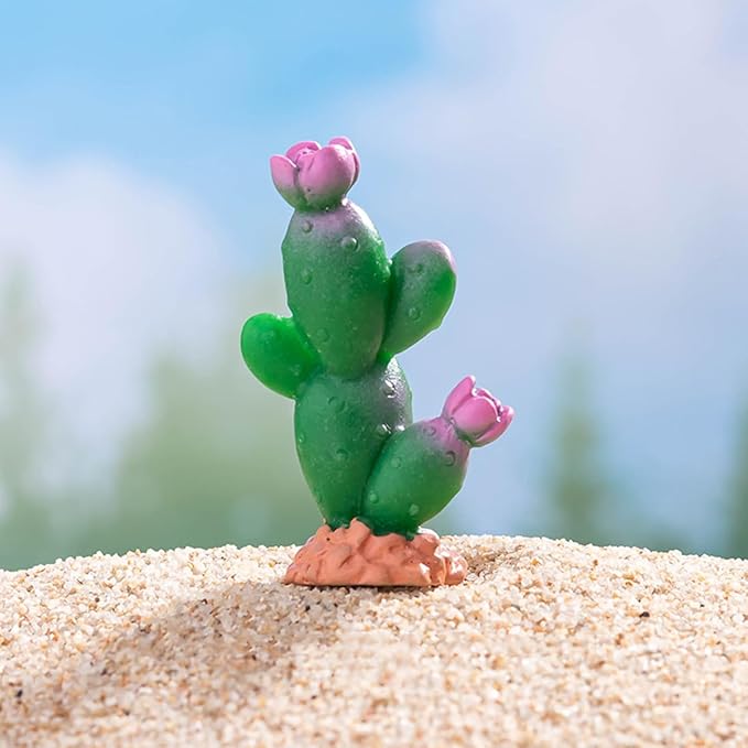 JARPSIRY 12 Pcs Mini Resin Cactus Miniature Figurines, Cute Small Cactus Figures Cake Topper, DIY Micro Landscape Desert Decor Home Fairy Garden Plant Pots Bonsai Crafts