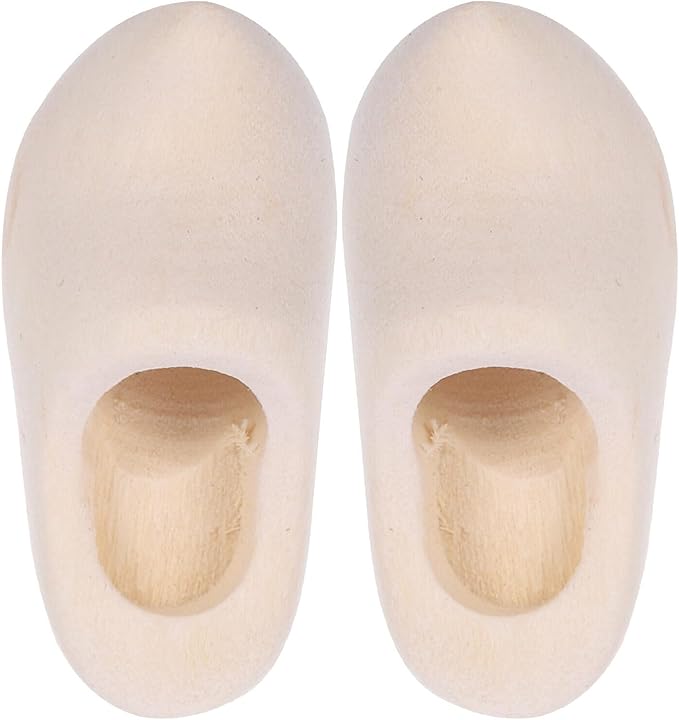 DIYEAH Mini Wooden Clogs 1pair Miniature Wooden Shoes Blank Wooden Shoes Sneaker Make Your Own Dutch Netherland Shoes Doll House Layout Decor Klompen for Dollhouse DIY Crafts 4cm