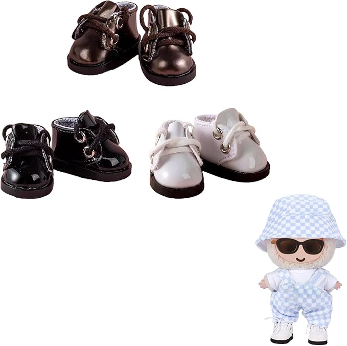 3 Pairs Mini Shoes 1/8 BJD Doll Shoes PU Leather Cute Elf Shoes (3 Colors)