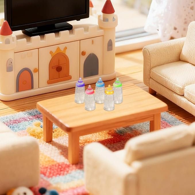 Kisangel 30pcs Miniature Baby Doll Bottles, Mini Bottles Plastic Resin Baby Shower Model for Party Games Decorations