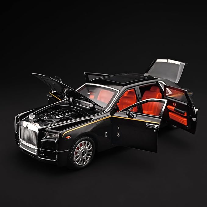 Car Toys for Boys 1/18 Diecast Cars Phantom Model Car Kits Collectible Suitability for Children and Adults,Pull Back Cars with Light and Sound,Toy Cars for Boys Age 4-7（Black）
