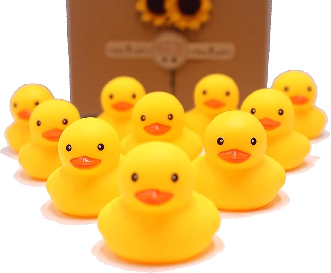 50-Pieces Float & Squeak Mini Duck Stress Relief Toys Stress Balls for Adult, Mini Round Eye Rubber Ducks Squeeze Fun for Birthday Party Office Christmas Stocking Stuffer Gift