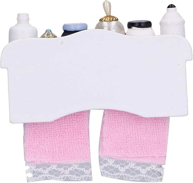 Dollhouse Wooden Towel Rack Bottles, 1:12 Simulation Miniature Furniture Model Toy for Dollhouse Bathroom Decoration Accessories