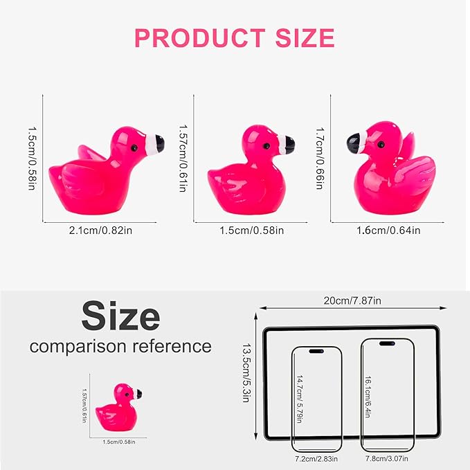 125 Mini Pink Flamingo Ducks,Mini Resin Animals for Fairy Garden Decor,Dollhouse Miniature,DIY Crafts,Party Gifts,Tiny Resin Flamingos