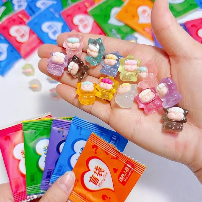 50 PCS Mini Glow-in-The-Dark Resin Star Blind Bag Set, Tiny Star Mystery Bags for Dollhouse Decor, Miniature Figures for Doll House Fairy Garden, Party Presents for Kids