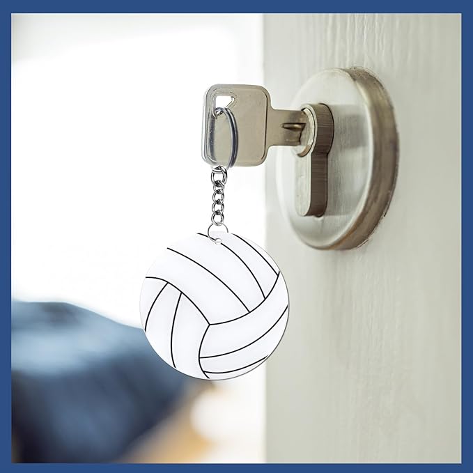 Yaure Joy 12 Pcs Volleyball Acrylic Keychain bulk with 1 Black Marker for DIY Sports Party Favor