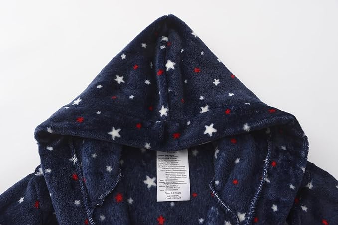 Boys Fleece Robe Hooded Toddler Soft Bathrobe Pajamas Sleepwear for Kids Girls 2-16 Years