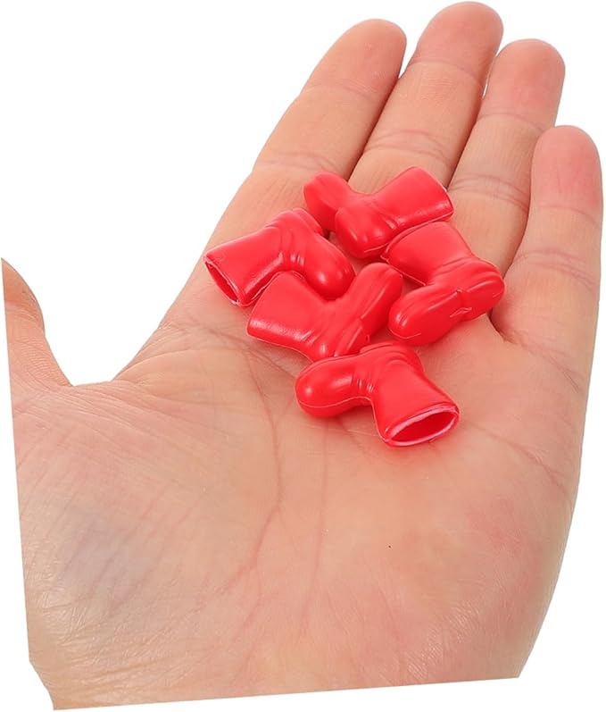 Garneck 100Pieces Mini Santa Claus Boots Craft Set for Christmas Decoration Miniature Red Mini Shoes for Dollhouse and Table Decoration Ideal Creative Craft Projects at Festive Time
