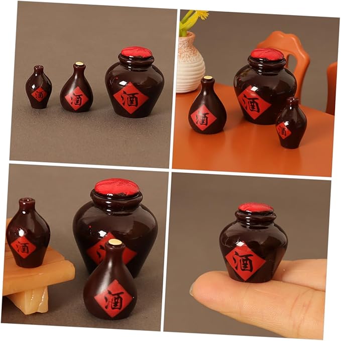 ORFOFE 3Pcs Wine Bottles Authentic Resin Dollhouse Miniatures Detailed Miniature Alcohol Bottles for Realistic Scenes for Home Decor and Play