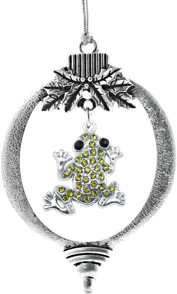 Inspired Silver - Green Frog - Silver Christmas Ornament - Unique Charm Christmas Tree Ornament - Holiday Hanging Decoration