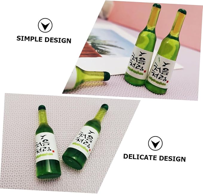 COOLHIYA 12pcs Miniature Korean Rice Wine Bottles Dollhouse Accessories Mini House Decor Props for Photography Micro Landscape with Delicate Design and Lightweight Craftsmanship