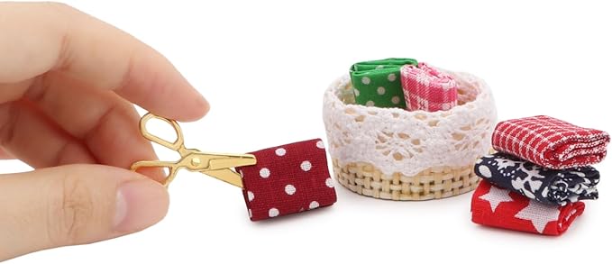 Dollhouse Accessories Miniature Sewing Tool Kit 1:12 Sewing Room Accessories Sewing Basket Simulation Model Dollhouse Decorations (C)
