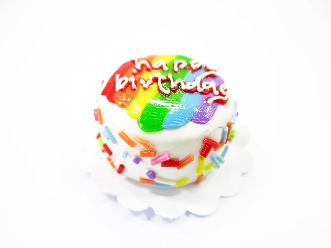 Dollhouse Rainbow Birthday Cake 2 cm Miniature 1:12 Bakery Dessert Charms 16915