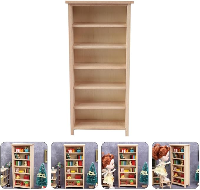 Homoyoyo Doll House Model Doll Storage Cabinet 1 12 Scale Wooden Bookshelf Miniature Wood Furniture Wood Decor Mini Furniture Doll House Furniture Small Wooden Bookshelf Mini House Supply