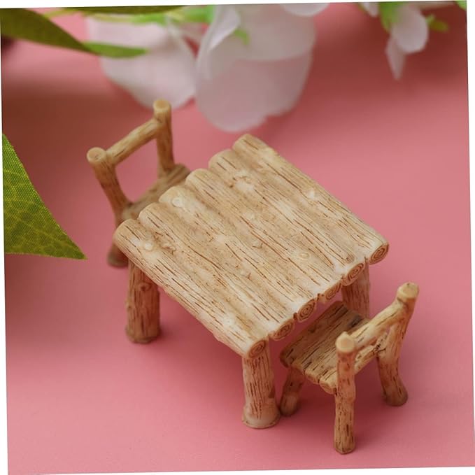 Miniature Table and Chairs Set, Fairy Garden Furniture Ornaments, Miniature Table and Chairs Set for Dollhouse Accessories, Home Micro Landscape Decoration Display