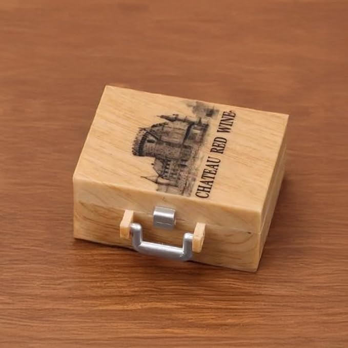 Miniature Red Wine Set: 1/12 Scale Wine Box, Bottles & Glasses for Dollhouse Food Accessories