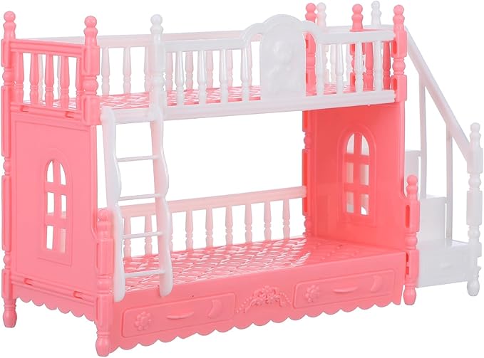 TOYANDONA Dollhouse Mini Bed Miniatures Bunk Bed Small Double Bed Doll Bunk Bed with Ladder Dollhouse Furniture Decoration Accessories DIY Doll House Room Decor
