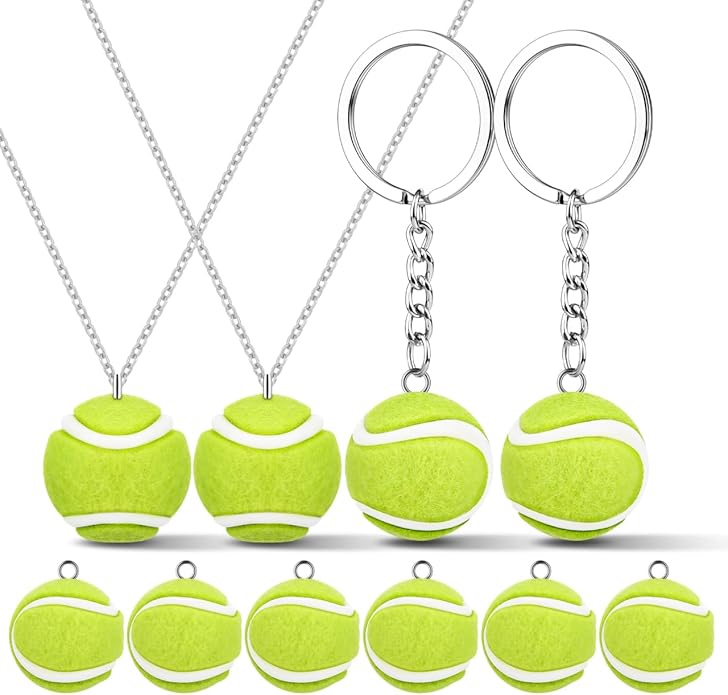 Garneck 10pcs Mini Tennis Ball Charms: 2cm 3d Flocking Sports Tennis Ball Beads for Diy Keychain Earring Necklace Bracelet Jewelry Making Accessories