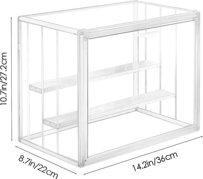 Clear Acrylic Display Case, 3 Tier Acrylic Blind Box for Figures, Dustproof Storage Organizer with Magnetic Door for Action Figures, Stackable Collectibiles Showcase for Doll Toy Car Model