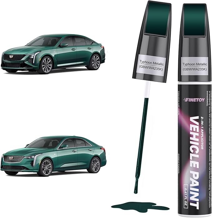 Typhoon Metallic(GBW/WA235K) Touch up Paint for Cadillac, Quick & Easy Fix for Car Scratches, 2 in 1 Car Touch up Paint with Pen Tip and Brush, Auto Scratch Repair Pen with Exact Color Match