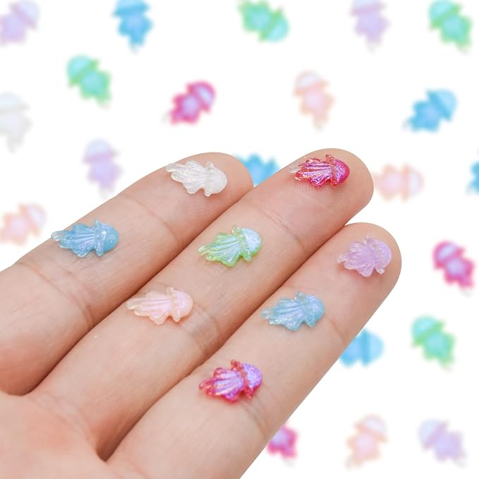 200 Pieces Mini Jellyfish Decor for Crafts Dollhouse Miniatures Tiny Jelly Fish Beach Christmas Decorations for Dollhouse Fairy Garden Micro Landscaping Decoration