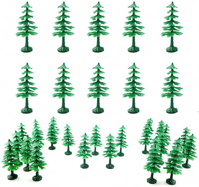 FAZHBARY 28 PCS Miniature Model Pine Tree for Crafts Plastic Diorama Cedar Fake Trees Cakes Green Scenery Landscape Supplies