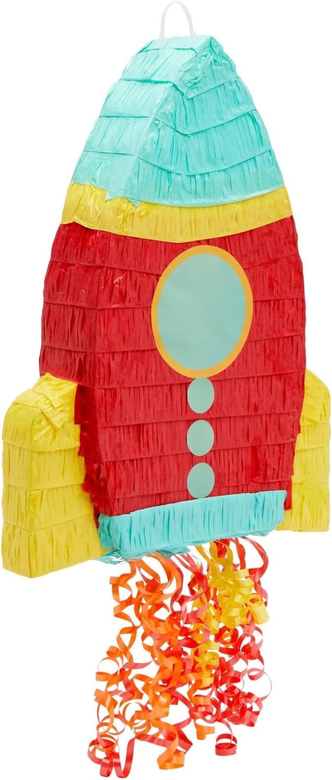 BLUE PANDA Rocket Ship Pull String Pinata for Space Birthday Decorations, Party Supplies & Outer Space Party Decor - 16.5 x 12.5 x 3 In, Red