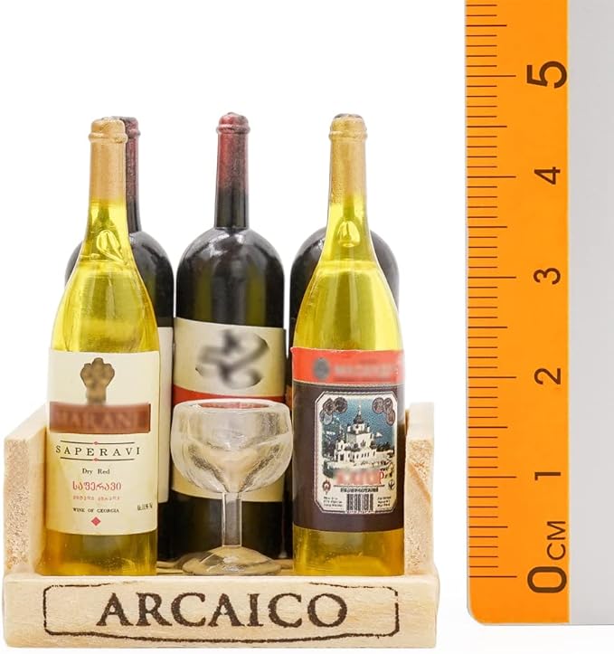 Odoria 1/6 Miniature Crate with Wine Bottles and Glasses Dollhouse Decoration Accessories