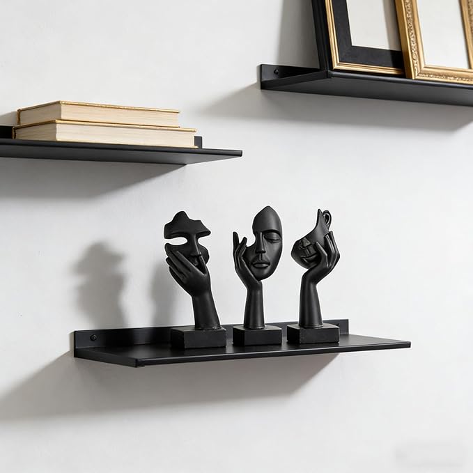 oliruim 3 Pcs Thinker Small Statue Set - Black Art Abstract Home Accent Figurines for Decor Bedroom, Shelves, Living Room Coffee Table, Office Desktop (3 Pcs Black, 6")