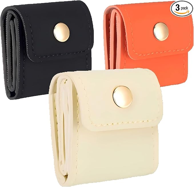 Leather Mini Travel Jewelry Bag, Portable Foldable Mini Travel Jewelry Roll Bag with Buckle, Small Jewelry Box for Travel Essentials, Earrings, Rings, Necklaces (3, MIX-F)