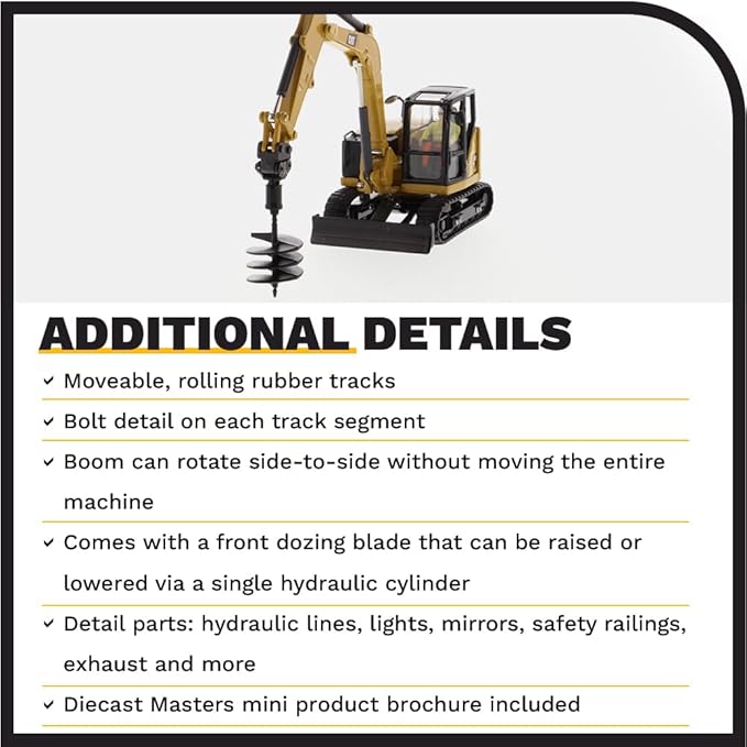 Diecast Masters CAT Caterpillar 308 CR Next Generation Mini Hydraulic Excavator with Work Tools and Operator High Line Series 1/50 Model 85596