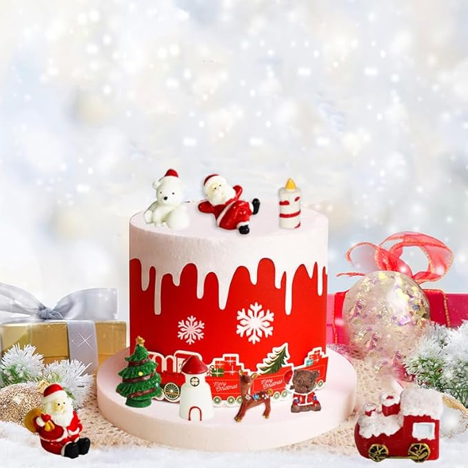 36 Pcs Christmas Miniature Figurines Kits, Mini Resin Santa Claus Christmas Trees Snowman Ornaments Micro Landscape Accessories for DIY Snow Globes Christmas Village Fairy Garden